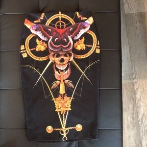 Skull and Moth Black Pencil Skirt size Small